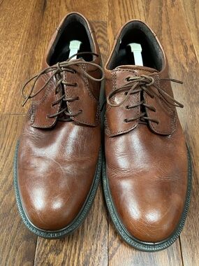 ECCO Queenstown Plain-Toe Derby Shoes Brown Leather Shoes size 43EU 9.5-10US